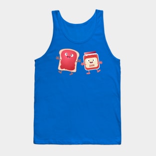 Funny bread and jam cartoon characters Tank Top